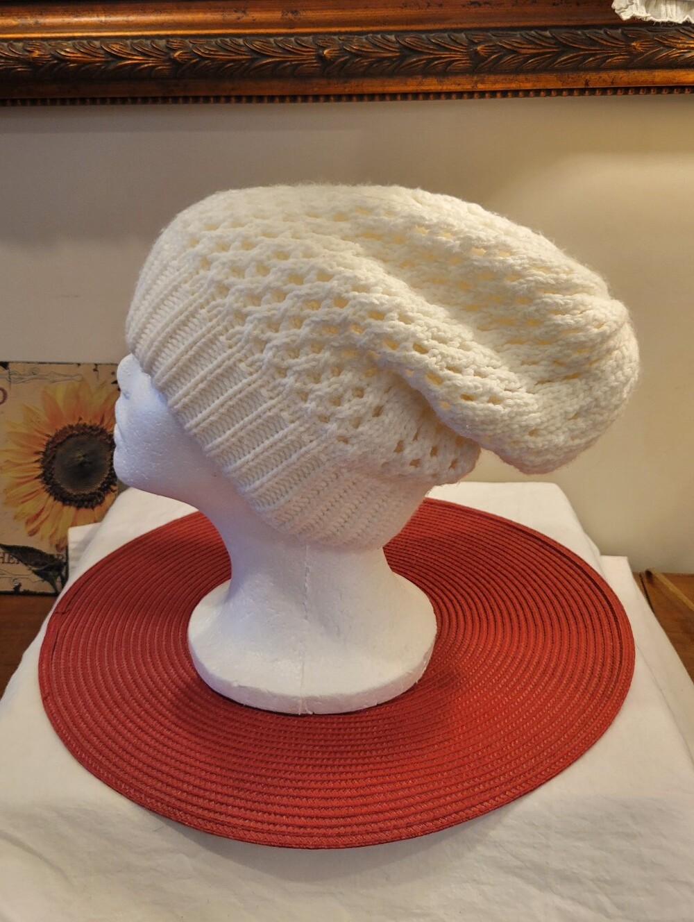 🏔EUC~THE NORTH FACE Classic Cream Knit Slouch Beanie